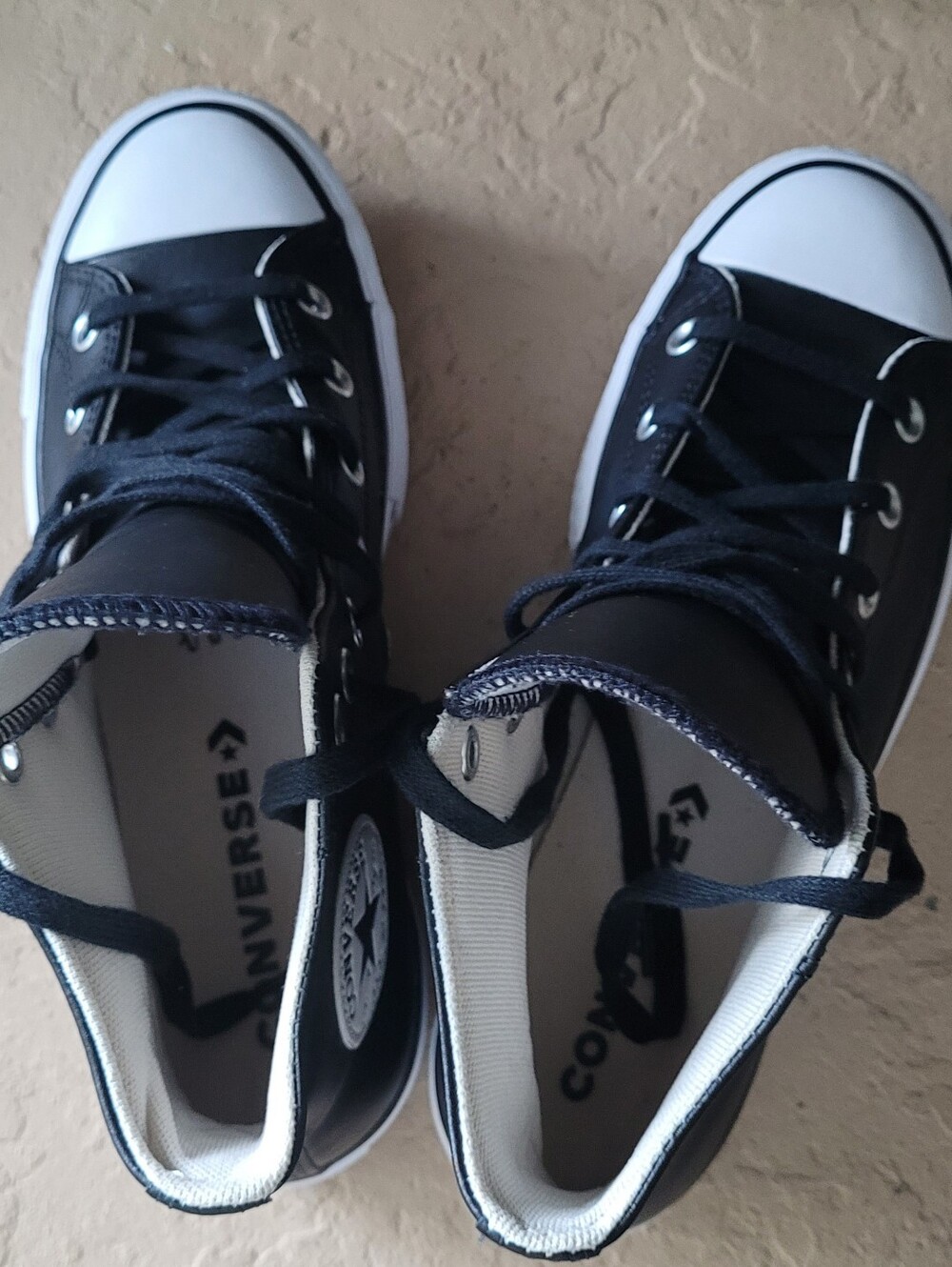 Size 8.5 Converse Chuck Taylor Lift Platform Black Leather Women Shoes 561675C - Picture 4 of 7